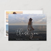 Trendy Script Overlay Multi Photo Afstuderen Bedankkaart (Voorkant / Achterkant)