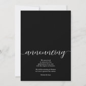 Trendy Script Overlay Photo Afstuderen Aankondiging (Achterkant)