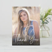 Trendy Script Overlay Photo Afstuderen Hartelijk d Bedankkaart (Staand voorkant)