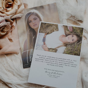 Trendy Script Overlay Photo Afstuderen Hartelijk d Bedankkaart