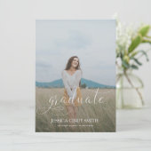 Trendy Script Overlay Photo Afstuderen Kaart (Staand voorkant)