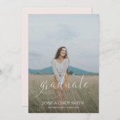 Trendy Script Overlay Photo Afstuderen Kaart (Voorkant / Achterkant)