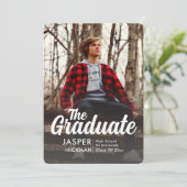 Trendy Script Overlay Silver | Foto-Afstuderen Aankondiging (Staand voorkant)