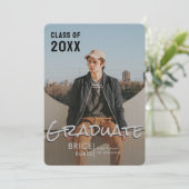 Trendy Script Overlay Silver | Foto-Afstuderen Aankondiging (Staand voorkant)