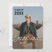 Trendy Script Overlay Silver | Foto-Afstuderen Aankondiging (Voorkant)