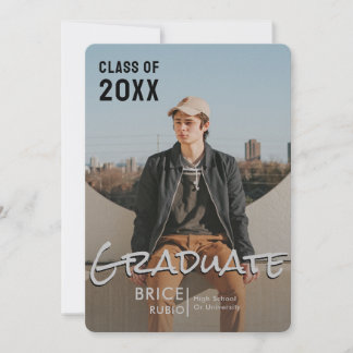 Trendy Script Overlay Silver | Foto-Afstuderen Aankondiging