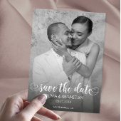 Trendy Script Overlay Tekst met Hart en Foto Save The Date