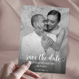 Trendy Script Overlay Tekst met Hart en Foto Save The Date