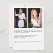 Trendy Script Overlay Three Photo Afstuderen Aankondiging (Achterkant)