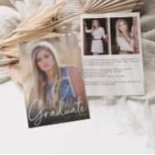 Trendy Script Overlay Three Photo Graduparty Aankondiging