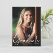 Trendy Script Overlay Twee Foto Afstudeerfeest Aankondiging (Staand voorkant)