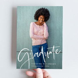 Trendy Script Overlay | Twee foto-Afstuderen Aankondiging