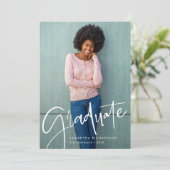Trendy Script Overlay | Twee foto-Afstuderen Aankondiging (Staand voorkant)