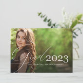 Trendy Script Overlay | Twee foto-Afstuderen Aankondiging (Staand voorkant)