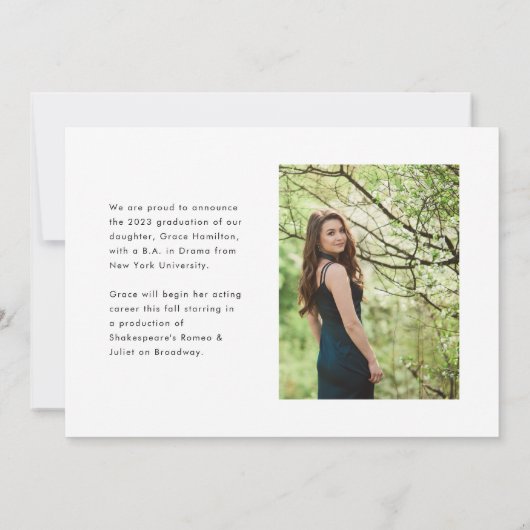 Trendy Script Overlay | Twee foto-Afstuderen Aankondiging (Achterkant)