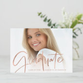 Trendy Script Overlay | Twee foto-Afstuderen Aankondiging (Staand voorkant)