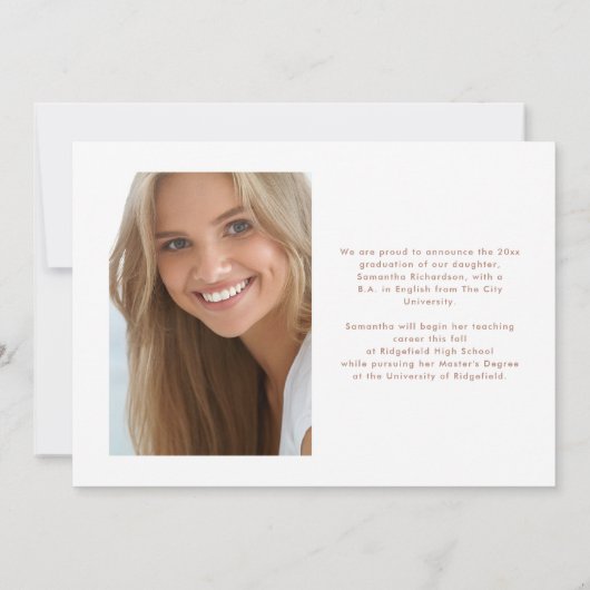 Trendy Script Overlay | Twee foto-Afstuderen Aankondiging (Achterkant)