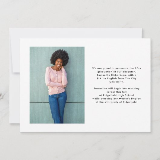 Trendy Script Overlay | Twee foto-Afstuderen Aankondiging (Achterkant)