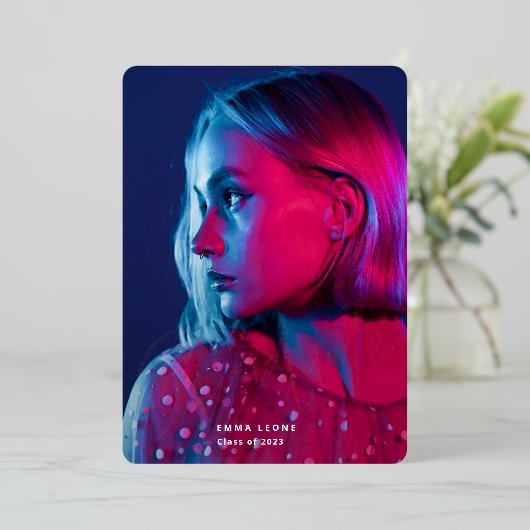 Trendy Script Overlay | Twee foto-Afstuderen Gold Folie Uitnodiging (Staand Voorkant)