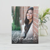 Trendy Script Overlay Two Photo Afstuderen Announ Aankondiging (Staand voorkant)