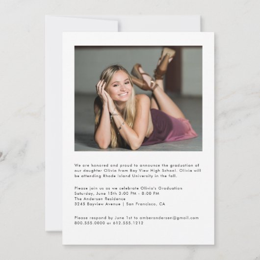 Trendy Script Overlay Two Photo Afstuderen Announ Aankondiging (Achterkant)