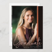 Trendy Script Overlay Two Photo Afstuderen Announ Aankondiging (Voorkant / Achterkant)