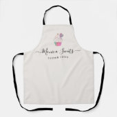 trendy script paarse logo cakery apron schort (Voorkant)