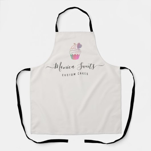 trendy script paarse logo cakery apron schort (Voorkant)