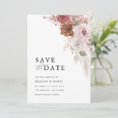 Trendy script Pampas Dusty Pink Bewaar de datumkaa Kaart (Staand voorkant)