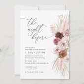 trendy script pampas stoffig roze repetitie diner kaart (Voorkant)