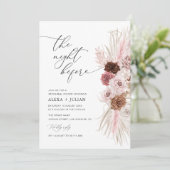 trendy script pampas stoffig roze repetitie diner kaart (Staand voorkant)