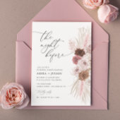 trendy script pampas stoffig roze repetitie diner kaart