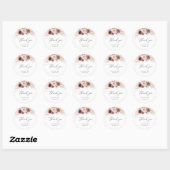 Trendy script pampas stoffige roze bruiloft ronde sticker (Vel)