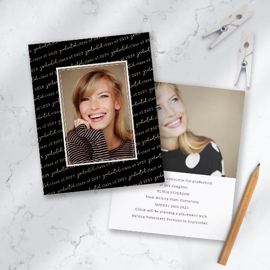 Trendy Script Photo Afstuderen Announcement Card
