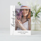 Trendy Script Photo Afstuderen Bedankkaart (Staand voorkant)