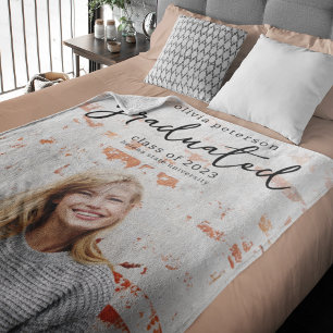 Trendy Script Photo Afstuderen Fleece Deken