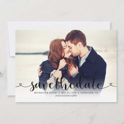 Trendy Script Photo Wedding Save the Date (Voorkant)