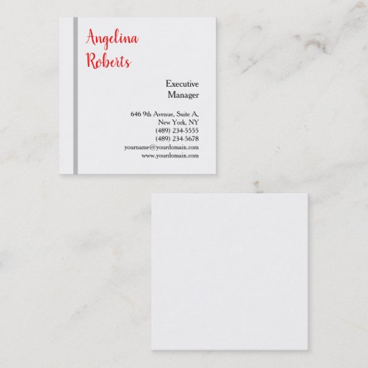 Trendy script professionele platte minimalist vierkante visitekaartje (Voorkant / Achterkant)