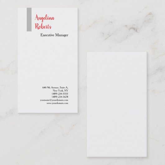 Trendy script professionele platte minimalist visitekaartje (Voorkant / Achterkant)