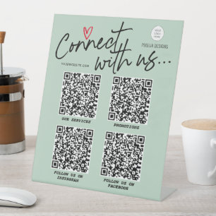 Trendy Script QR-code maakt verbinding met ons mod Reclamebord Met Voetstuk