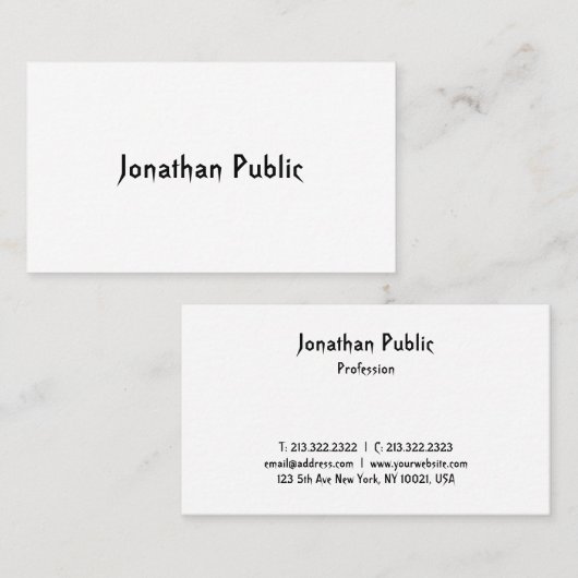 Trendy Script Sjabloon Professional Modern Cool Visitekaartje (Voorkant / Achterkant)