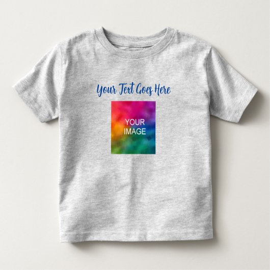 Trendy Script Text Name Upload je eigen Afbeelding Kinder Shirts (Voorkant)