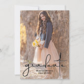 Trendy Script Two Photo Afstuderen Announounance Aankondiging (Voorkant)