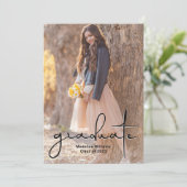 Trendy Script Two Photo Afstuderen Announounance Aankondiging (Staand voorkant)