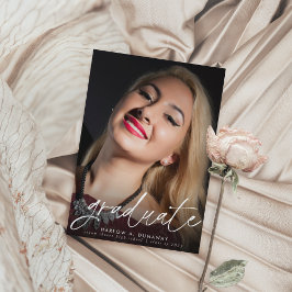 Trendy Script Two Photo Afstuderen Announounance Briefkaart