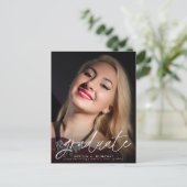 Trendy Script Two Photo Afstuderen Announounance Briefkaart (Staand voorkant)