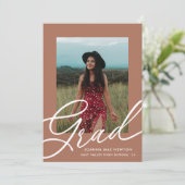 Trendy Script Two Photo Afstuderen Kaart (Staand voorkant)