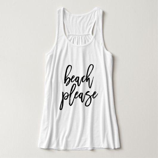Trendy Script Typografie "Beach Please" Tanktop (Design voorkant)
