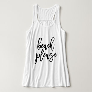 Trendy Script Typography "Beach Please" Tanktop