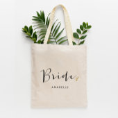 Trendy Script Typography "Bride" Tote Bag